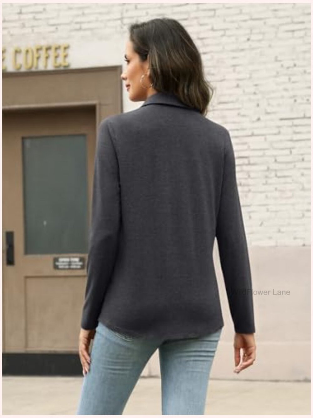 Long Sleeve Button Down Shirt Dressy Casual Tunic Top - Picture 5 of 7